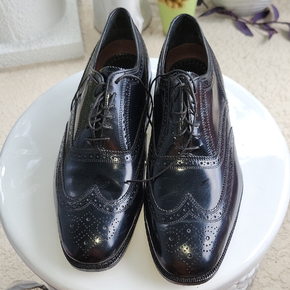 Classic Florsheim Lexington Wingtip Black Brogue Men's OxfordShoes Size 9